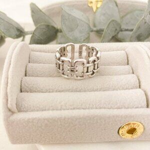 925 Sterling Silver Link Ring Minimalist Dainty Adjustable Ring Thumb Ring